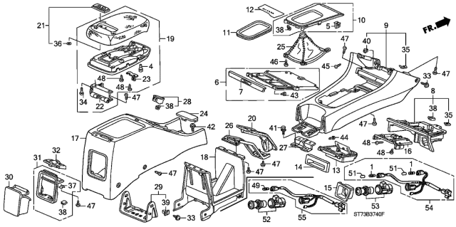 1995 Acura Integra  Clip, Instrument Panel Face Diagram for 77202SJ5000