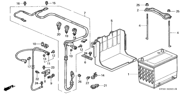1997 Acura CL  Clip, Cable Band (Black) Diagram for 91584SM4003