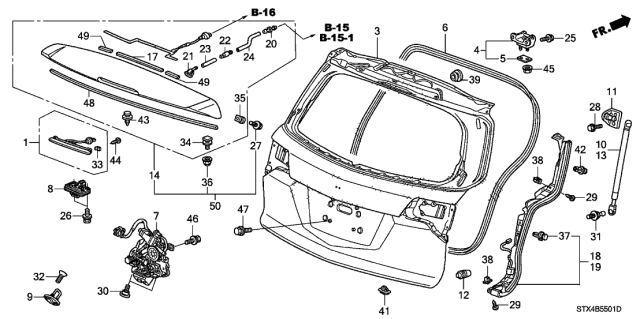 2013 Acura MDX  Joint, Rear Washer Tube Diagram for 76829STXA00