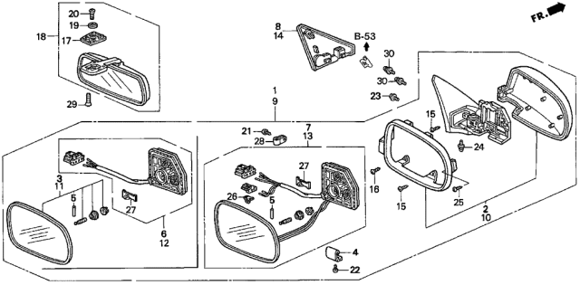 1996 Acura TL  Housing, Passenger Side (Granite Silver Pearl) Diagram for 76201SW5J21ZK