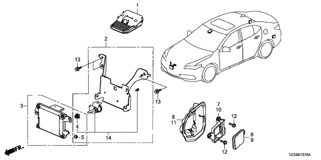 2019 Acura TLX Bracket Assembly, R Diagram for 36932TZ3A11