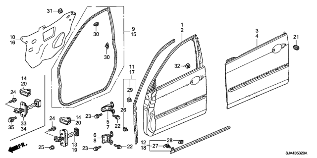 2010 Acura RL Hinge, Right Front Door (Upper) Diagram for 67410S3N003ZZ
