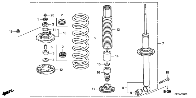 2008 Acura TL Rubber, Front Shock Absorber Mounting Diagram for 51631SEPA01
