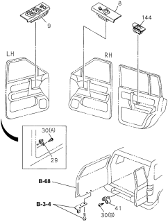 1997 Acura SLX Switch Power Window, R Diagram for 8970983413