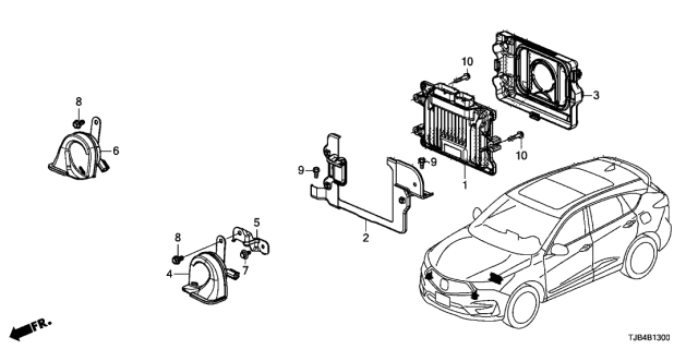 2019 Acura RDX  Horn Assembly (Low) Diagram for 38100TJB305