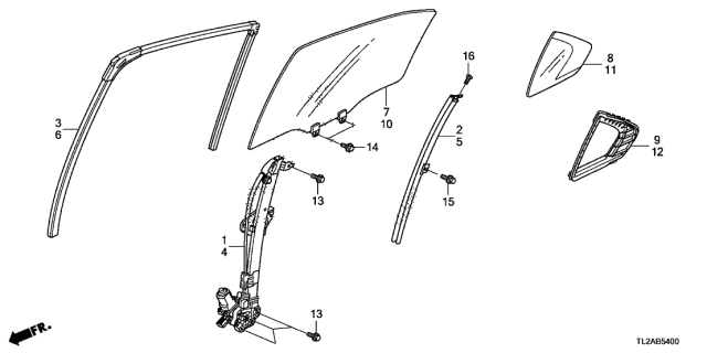 2014 Acura TSX  Channel, Right Rear Door Run Diagram for 72735TL0G01