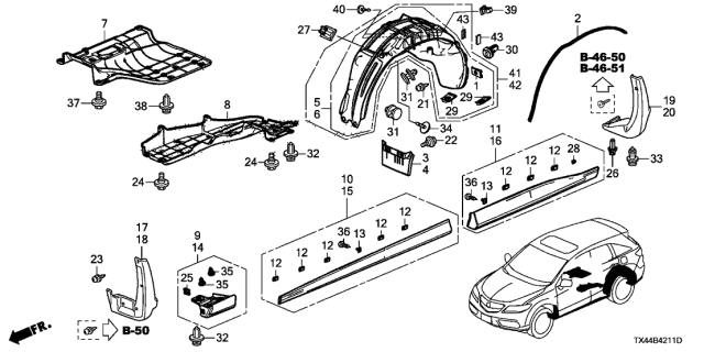 2017 Acura RDX  Grommet, Rear Fender (Inner) Diagram for 90605T0A003