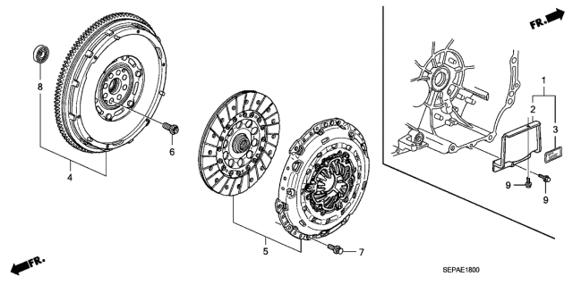 2008 Acura TL Cover, Clutch Case Diagram for 21350RDB000