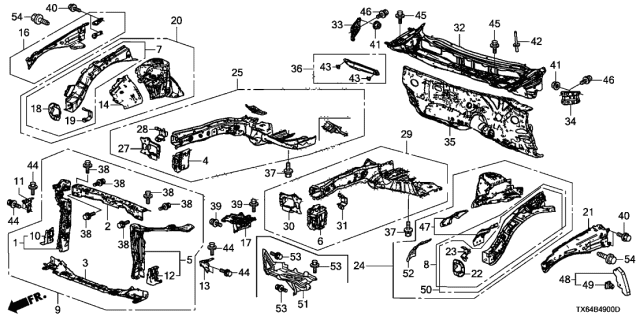 2016 Acura ILX  Clip, Front Fender Partition Diagram for 74282TX6A01