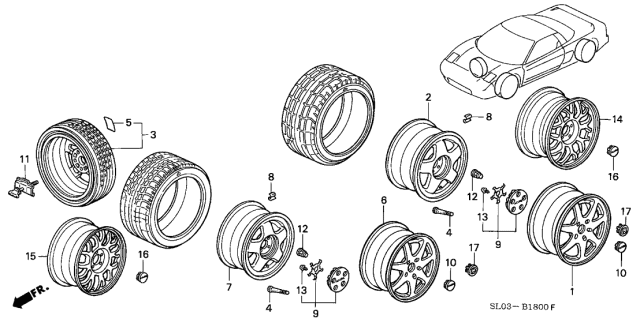 1994 Acura NSX  Disk, Aluminum Wheel (17X8 1/2Jj) (Asahi) Diagram for 42700SL0A02
