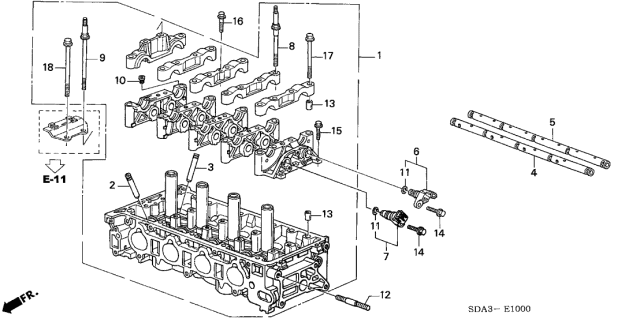 2006 Acura TSX Bolt B, Head Cover Diagram for 90012PNA003