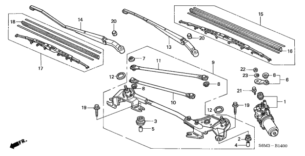 2002 Acura RSX  Windshield Wiper Blade (500MM) Diagram for 76630S6M305