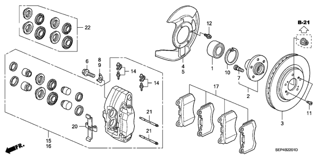 2004 Acura TL  Pin, Pad Diagram for 45248SEPA50