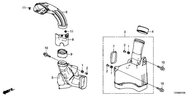 2019 Acura TLX  Tube B, Air Intake Diagram for 172435J2A00