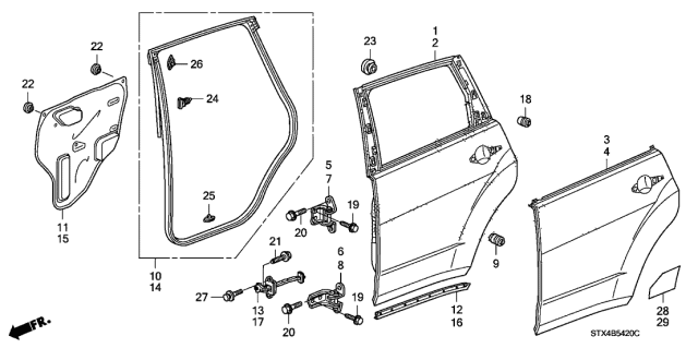 2013 Acura MDX  Clip, Door Weatherstrip Diagram for 91568SEP003
