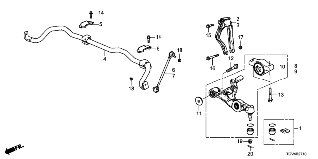 2021 Acura TLX  Bracket, Front Compliance Diagram for 51395TGVA02
