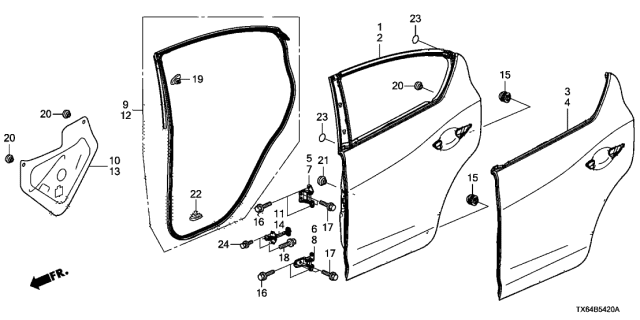 2015 Acura ILX  Hinge, Right Rear Door (Upper) Diagram for 67910TX4H01ZZ