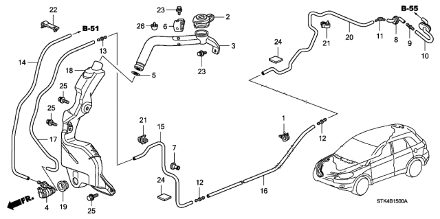 2009 Acura RDX  Tube (4X7X950) Diagram for 76838STKA01