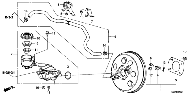 2016 Acura ILX  Stay, Master Power Tube Diagram for 46406T3RA00