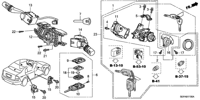 2008 Acura TL  CYLINDER SET, KEY Diagram for 06350SEP305