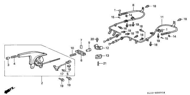 1996 Acura NSX Wire, Passenger Side Parking Brake Diagram for 47510SL0003