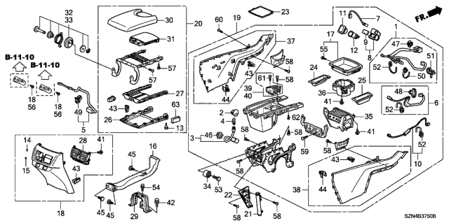 2010 Acura ZDX  Pad, Armrest (Lighter Premium Black Thread) Diagram for 83450SZNA01ZA