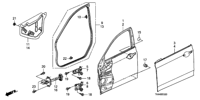 2012 Acura TL Checker, Right Front Door Diagram for 72340TK4A01