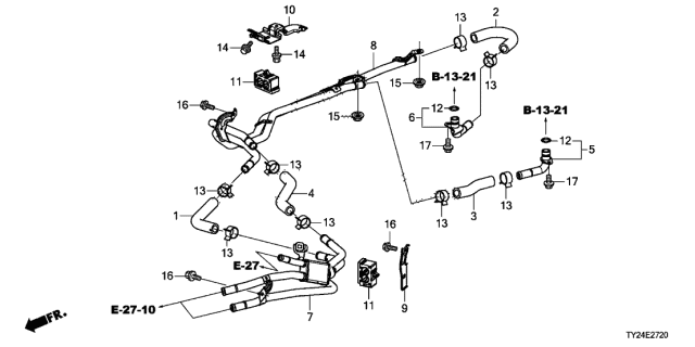 2014 Acura RLX Bracket B, Water Pipe Diagram for 1J491R9S000