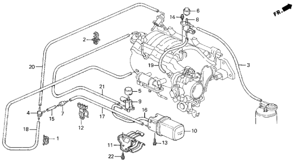 1995 Acura Integra  Tank, Vacuum Diagram for 36361P72000