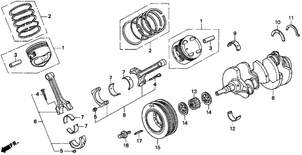 1998 Acura TL Ring Set, Piston (Std) (Riken) Diagram for 13011P5G004
