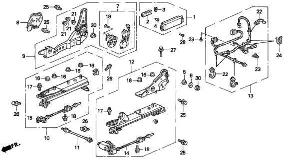 1998 Acura TL Switch Assembly, Passenger Side Power Seat (Classy Gray) Diagram for 35950SZ5A11ZA