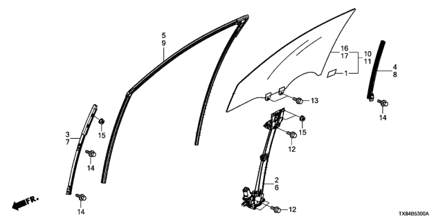 2013 Acura ILX Hybrid Sash, Left Front Door Center (Lower) Diagram for 72271TX6A01
