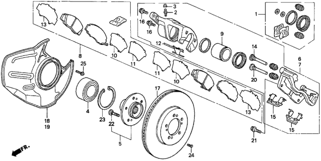 1997 Acura TL Caliper Set, Front Diagram for 01463S87A00