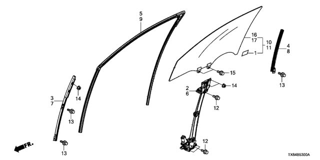 2016 Acura ILX  Channel, Left Front Door Run Diagram for 72275TX6A11