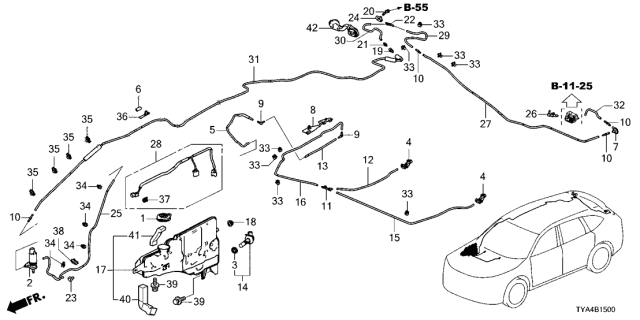 2022 Acura MDX  CLIP, WASHER TUBE & OPEN WIRE Diagram for 91511TLAA01