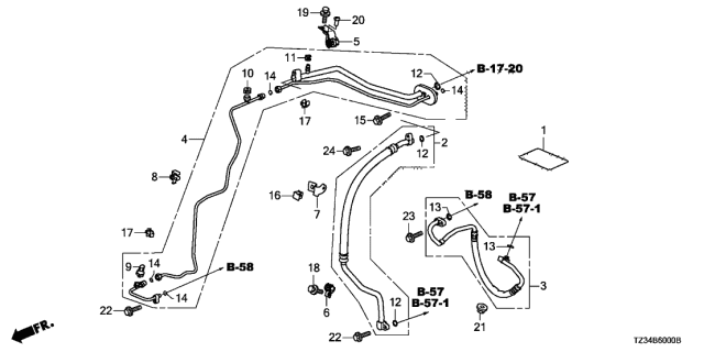 2020 Acura TLX Stay A, Aircon Pipe Diagram for 80362TZ3A00