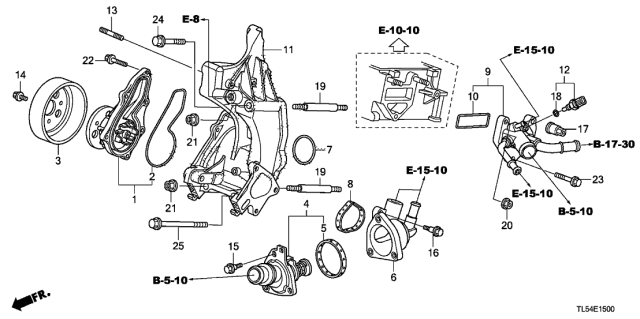 2011 Acura TSX  Outlet Assembly, Water Diagram for 19350R40A60