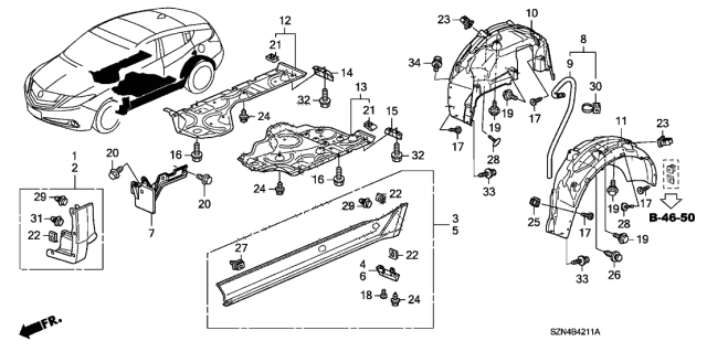 2013 Acura ZDX  Strake L, Middle Floor Diagram for 74689SZNA00