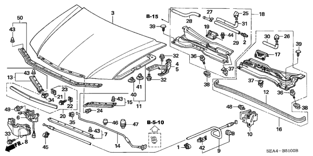 2005 Acura TSX  Molding, Front Hood Diagram for 75120SEA003