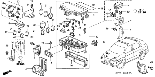 2001 Acura MDX  Bracket, Relay Box Diagram for 38252S0XA00