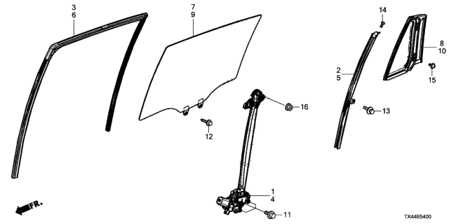 2016 Acura RDX Channel, Left Rear Door Run Diagram for 72775TX4A01