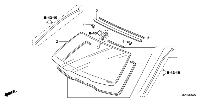 2006 Acura TSX Seal, Front Windshield (Upper) Diagram for 73126SDAA00