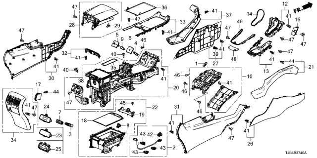 2021 Acura RDX  Duct, Rear Diagram for 83427TJBA00