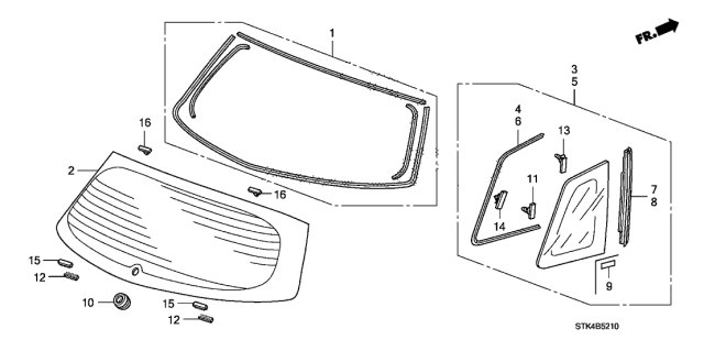 2008 Acura RDX Clip, Windshield (Upper) Diagram for 91568SDAA01