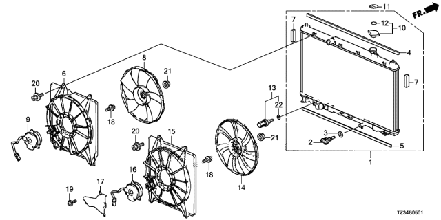 2018 Acura TLX Motor, Cooling Fan Diagram for 190305J2A01