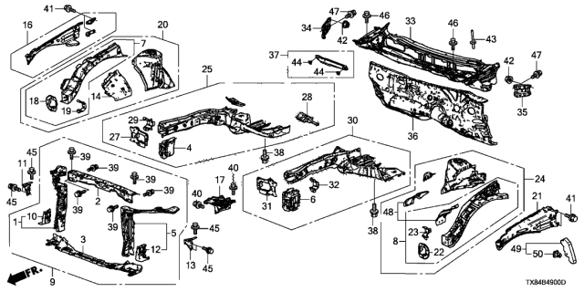 2014 Acura ILX Hybrid  Dashboard (Lower) Diagram for 61500TX8A00ZZ