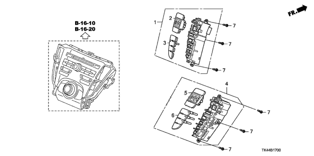 2009 Acura TL Switch Assembly, Driver Side Automatic Air Conditioner (Premium Black Metallic) Diagram for 79620TK4A41ZA