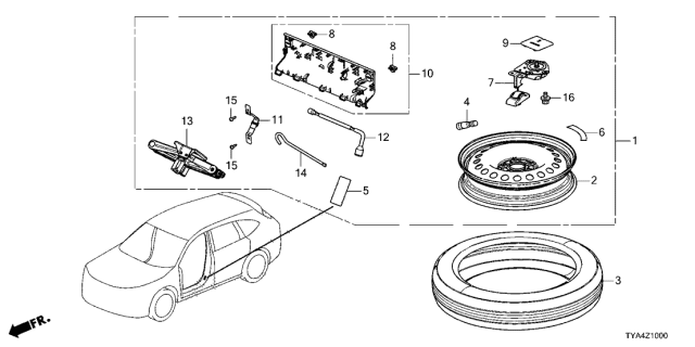 2022 Acura MDX  Jack, Pantograph Diagram for 89310TZ5A01