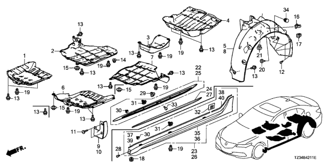 2018 Acura TLX  Garnish, Driver Side (San Marino Red) Diagram for 71850TZ3A01ZB