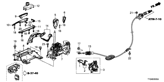 2016 Acura RLX  Stopper Set, Shift Lock Diagram for 54023TR0A51